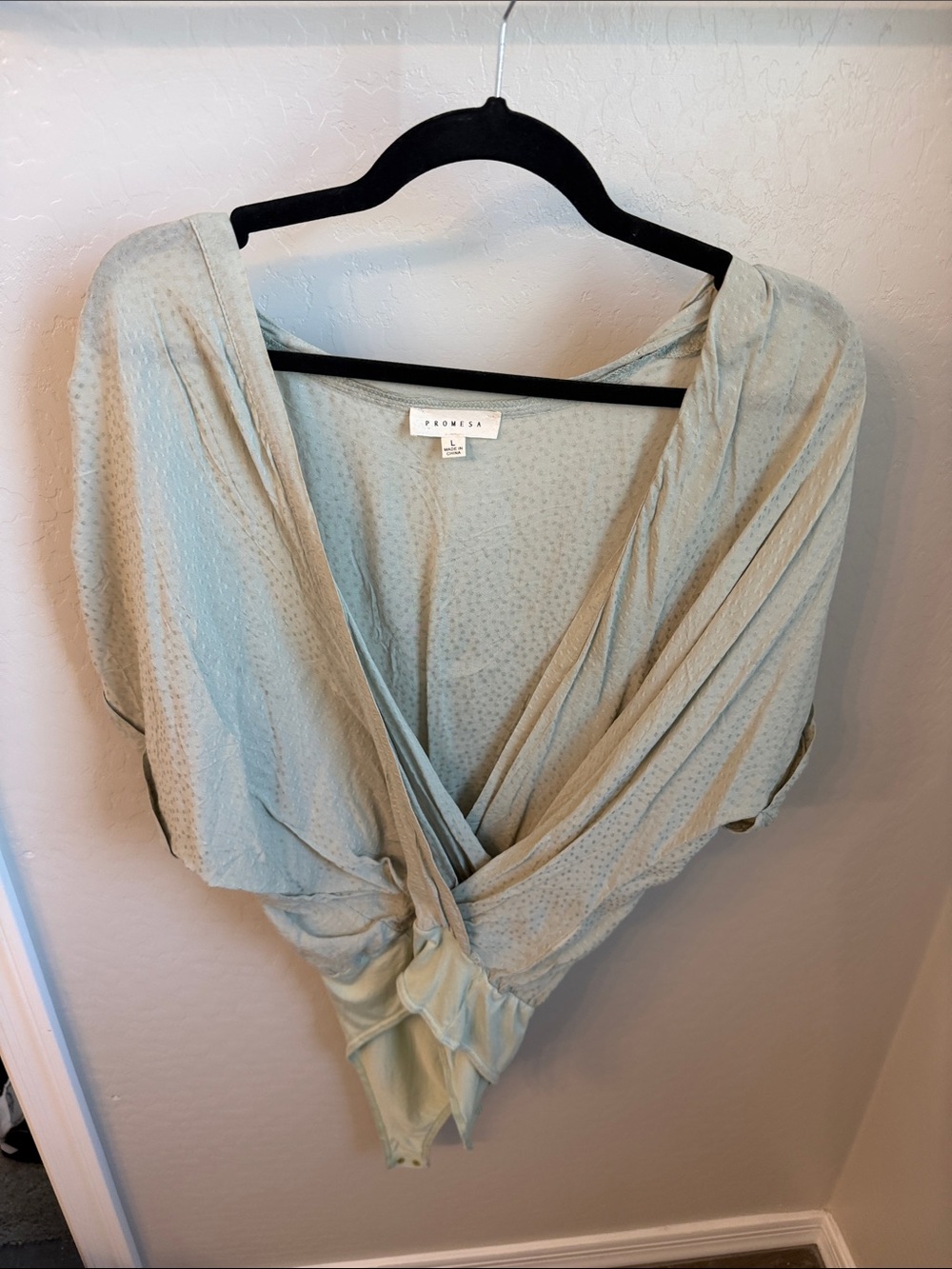Proenza Schouler Sage Green Wrap-Front Bodysuit